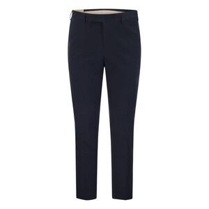 PT TORINO Tailored Fit Flat Front Wool Blend Trousers Men NAVY Pants